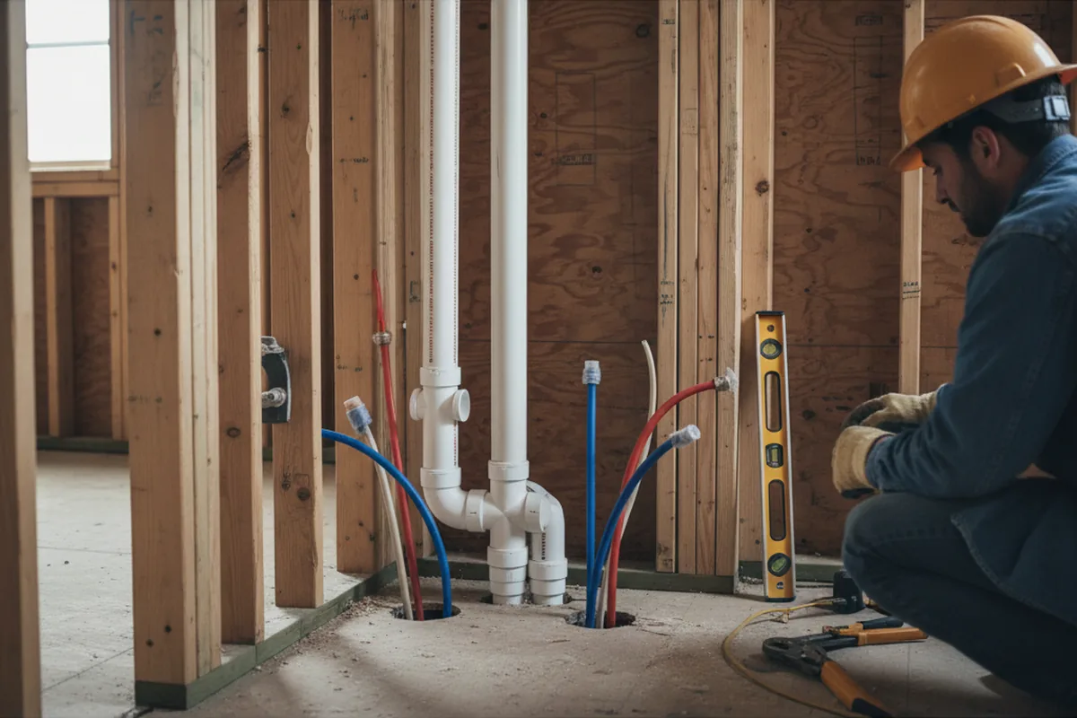 Drain and supply rough-in during Leak Detection in Coaldale
